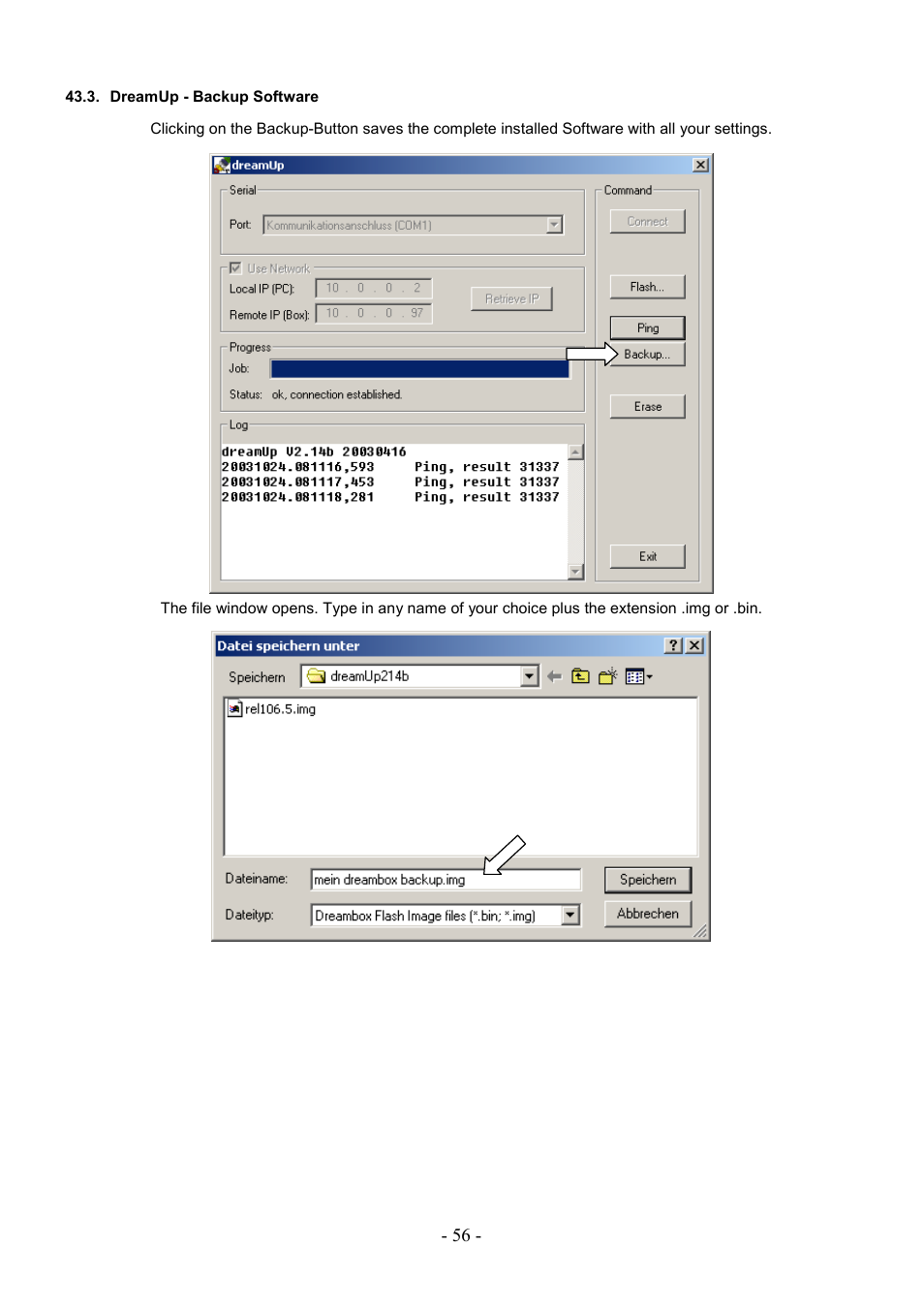 Dreamup - backup software | Dream Property DM7000 User Manual | Page 56 / 73