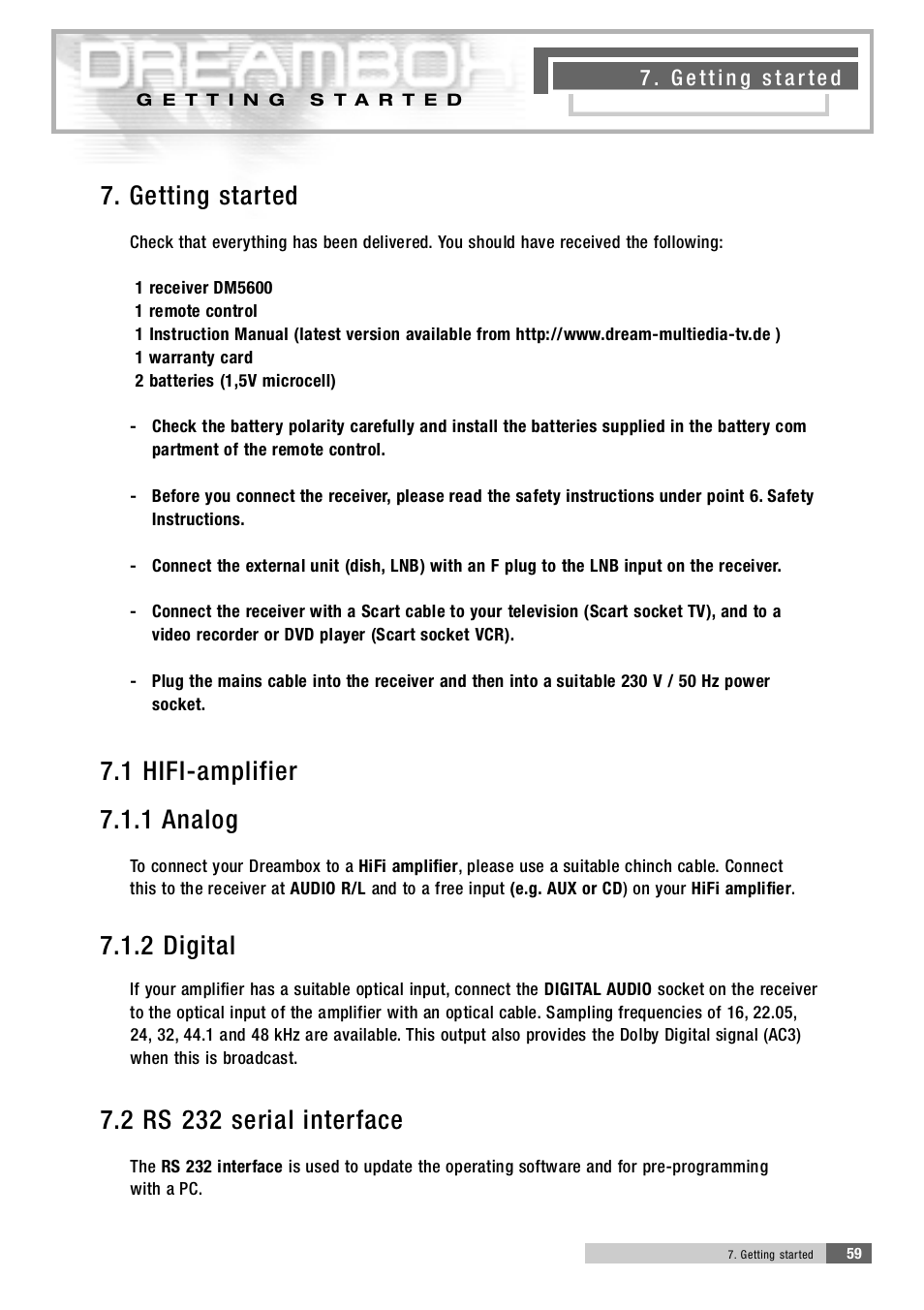 7 . getting started | Dream Property DM5600 User Manual | Page 12 / 45