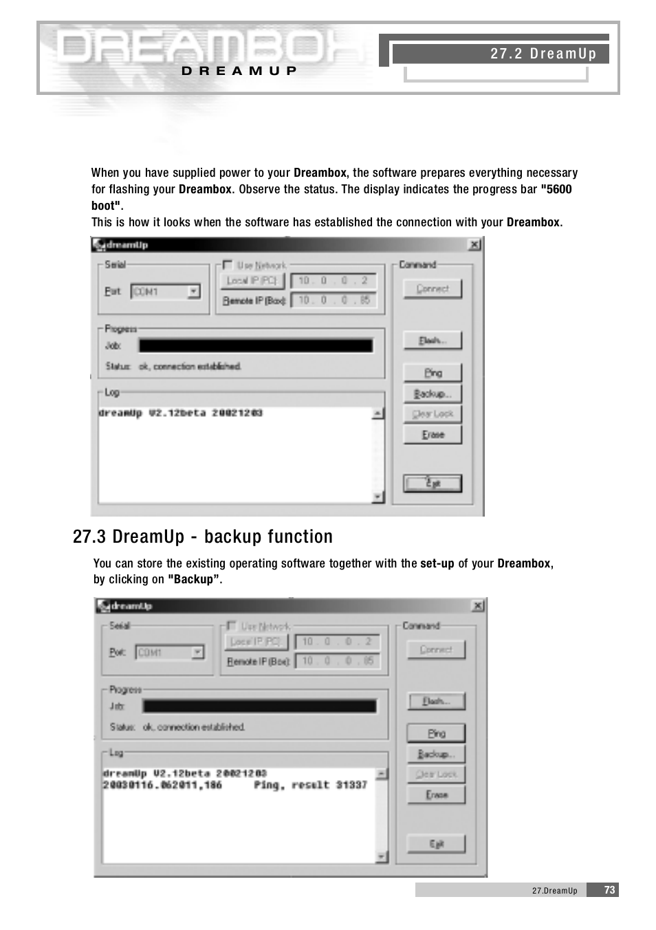 2 7 . 3 d reamup - backup function | Dream Property DM5600 User Manual | Page 26 / 45