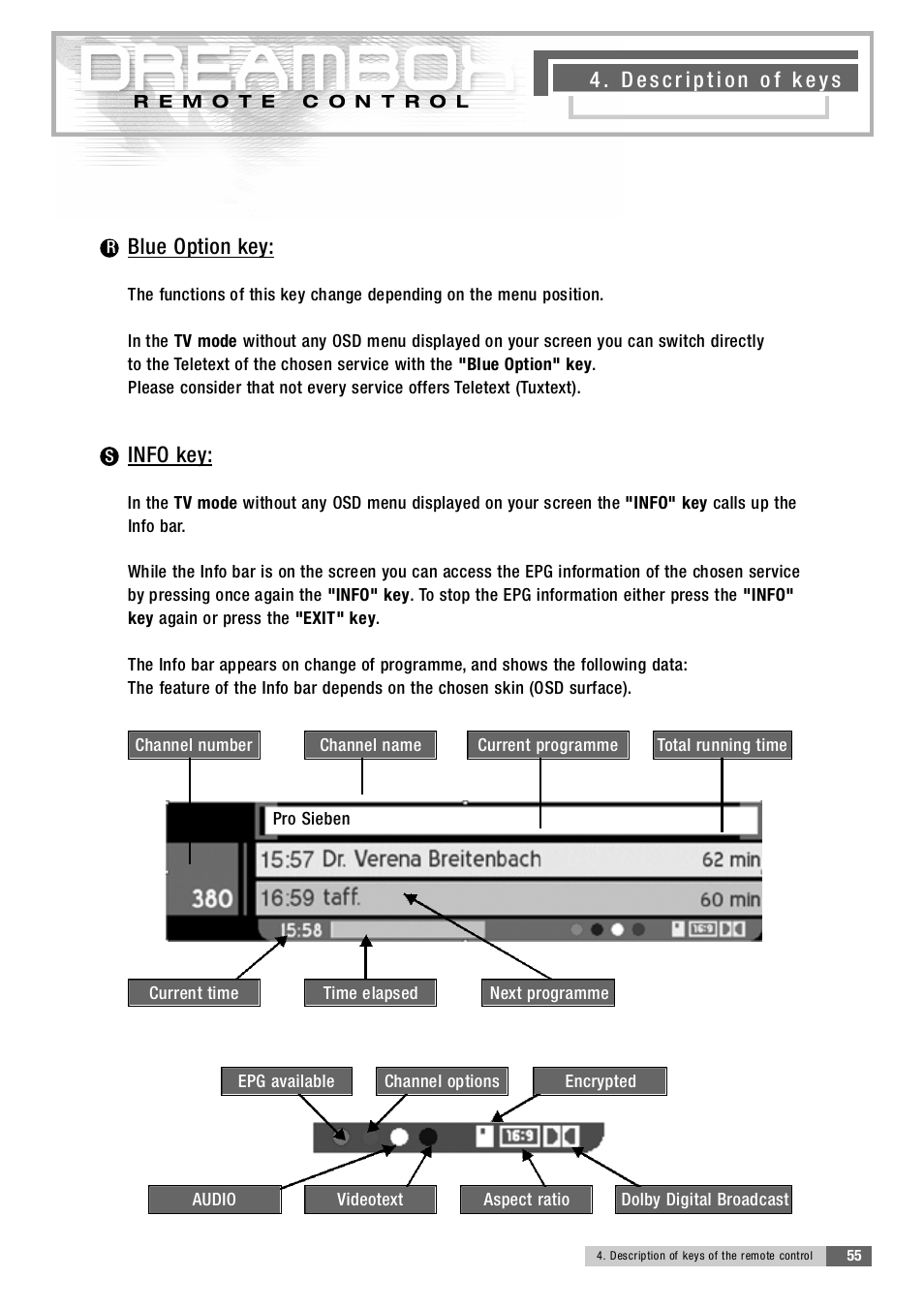 Info ke y | Dream Property DM5600 User Manual | Page 55 / 137