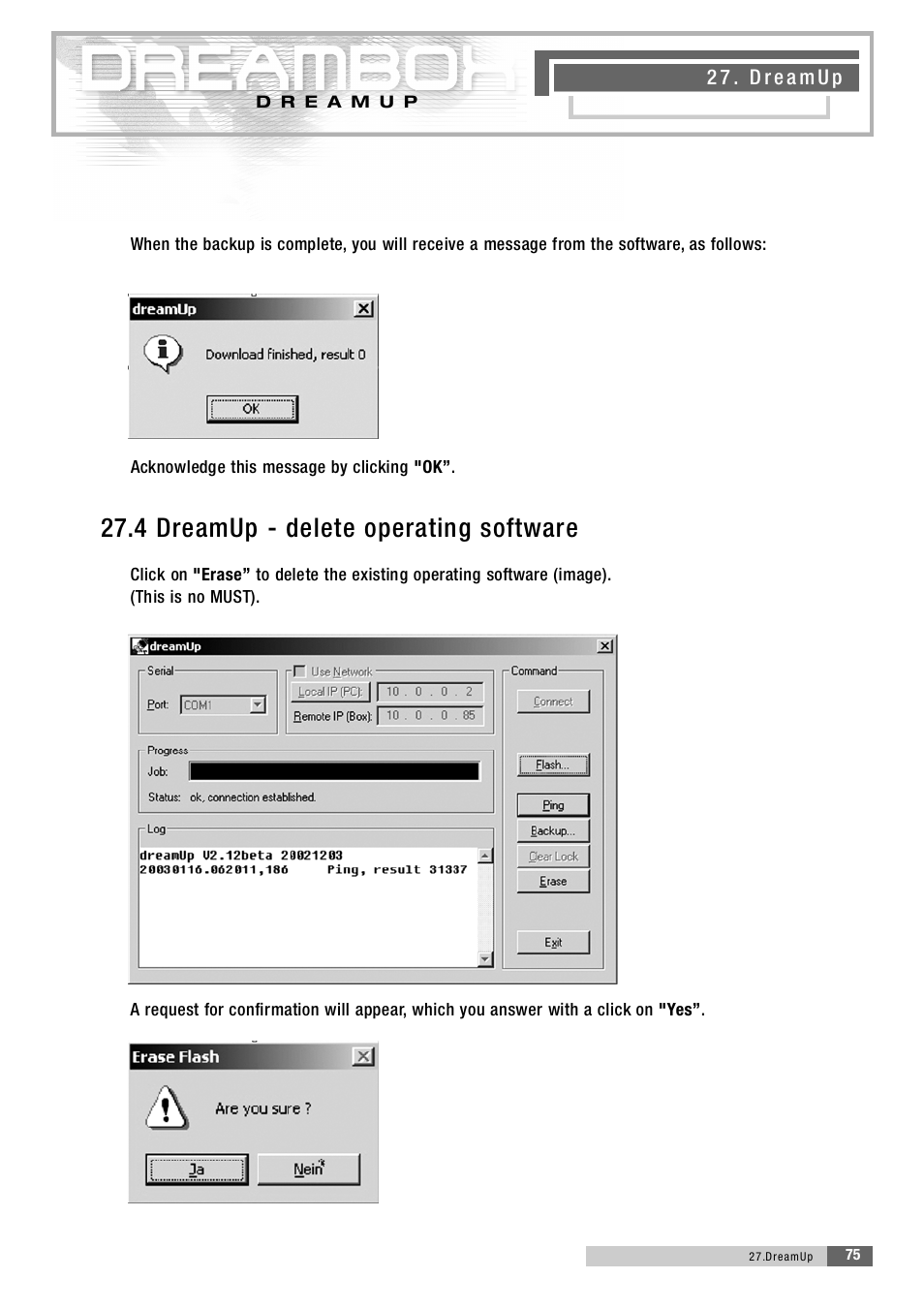 2 7 . 4 d reamup - delete operating softwa re | Dream Property DM5600 User Manual | Page 75 / 137