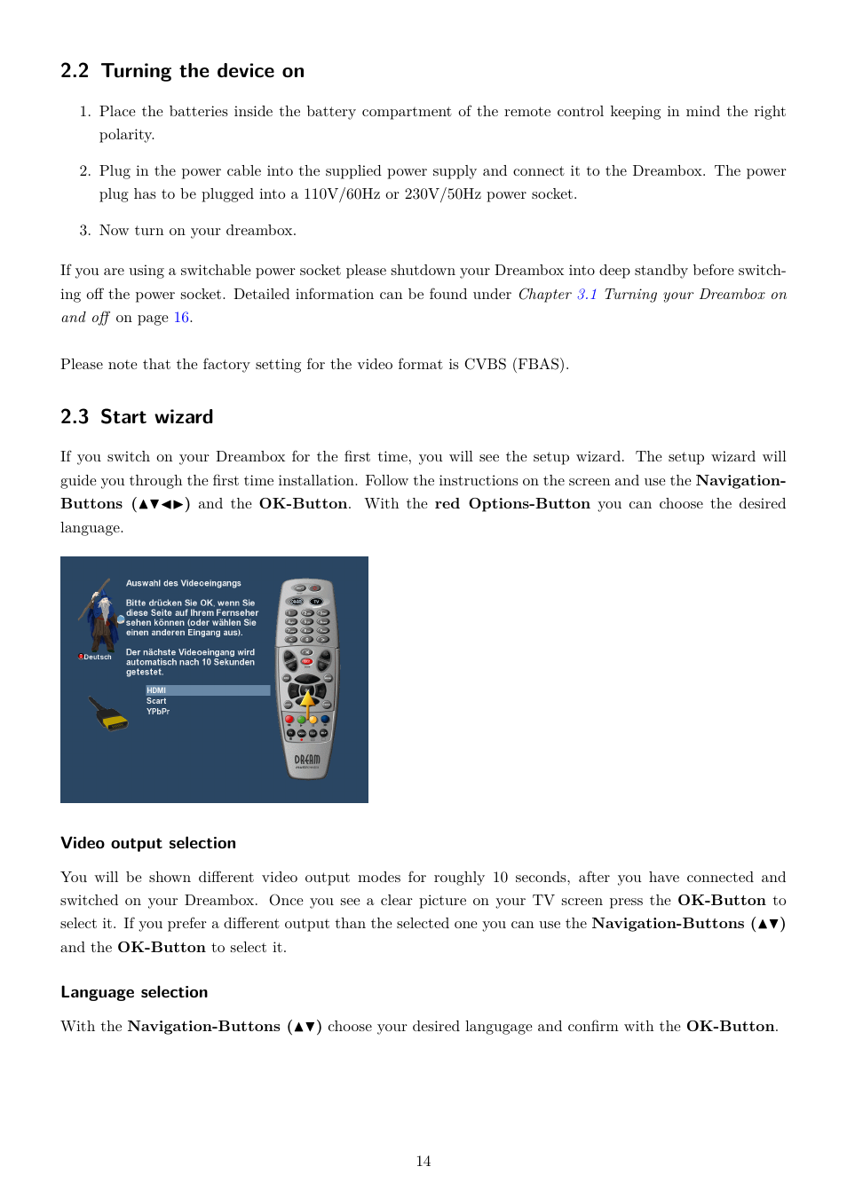 2 turning the device on, 3 start wizard | Dream Property DM800 HD se User Manual | Page 19 / 91