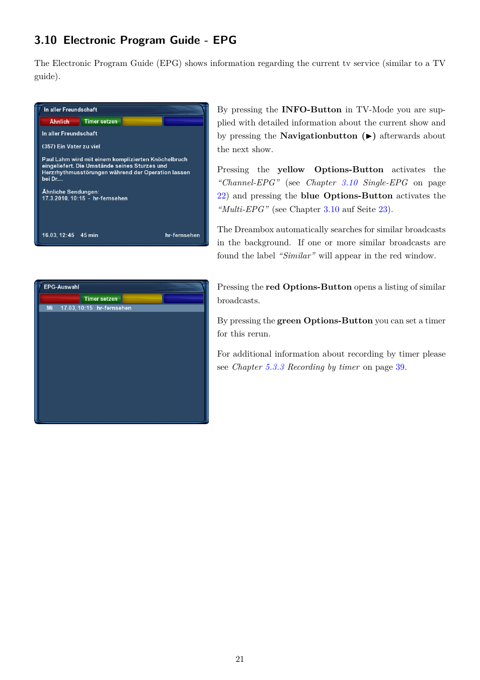 10 electronic program guide - epg | Dream Property DM800 HD se User Manual | Page 26 / 91