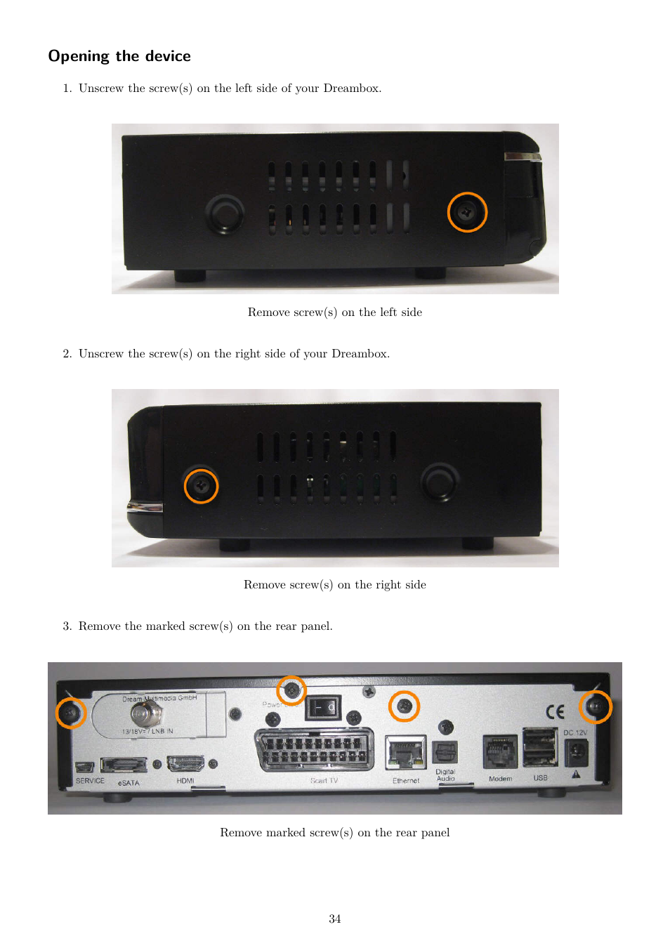 Opening the device | Dream Property DM800 HD se User Manual | Page 39 / 91