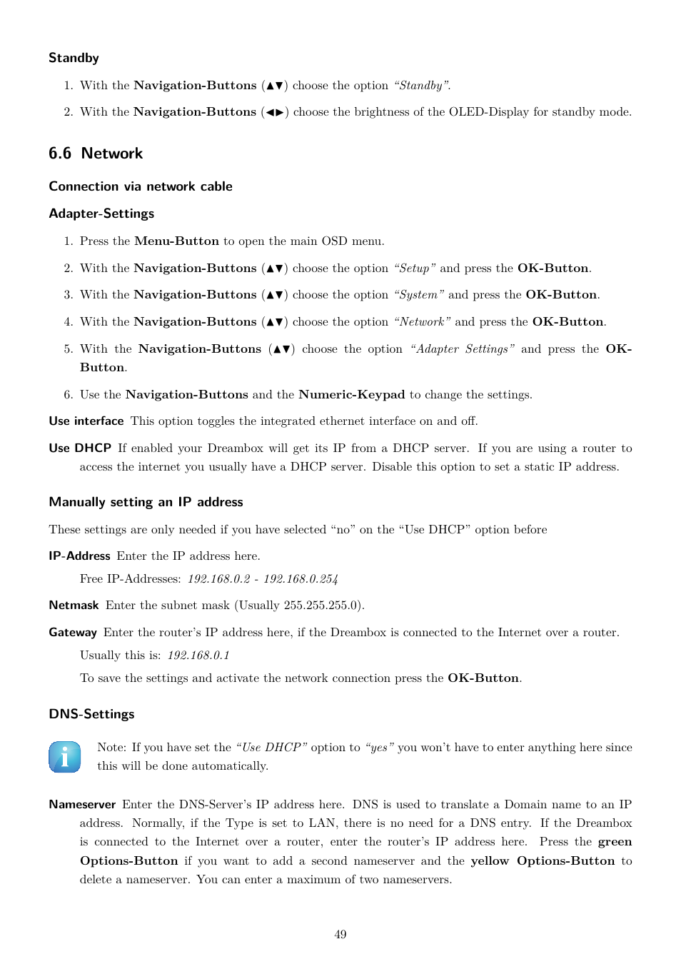 6 network | Dream Property DM800 HD se User Manual | Page 54 / 91