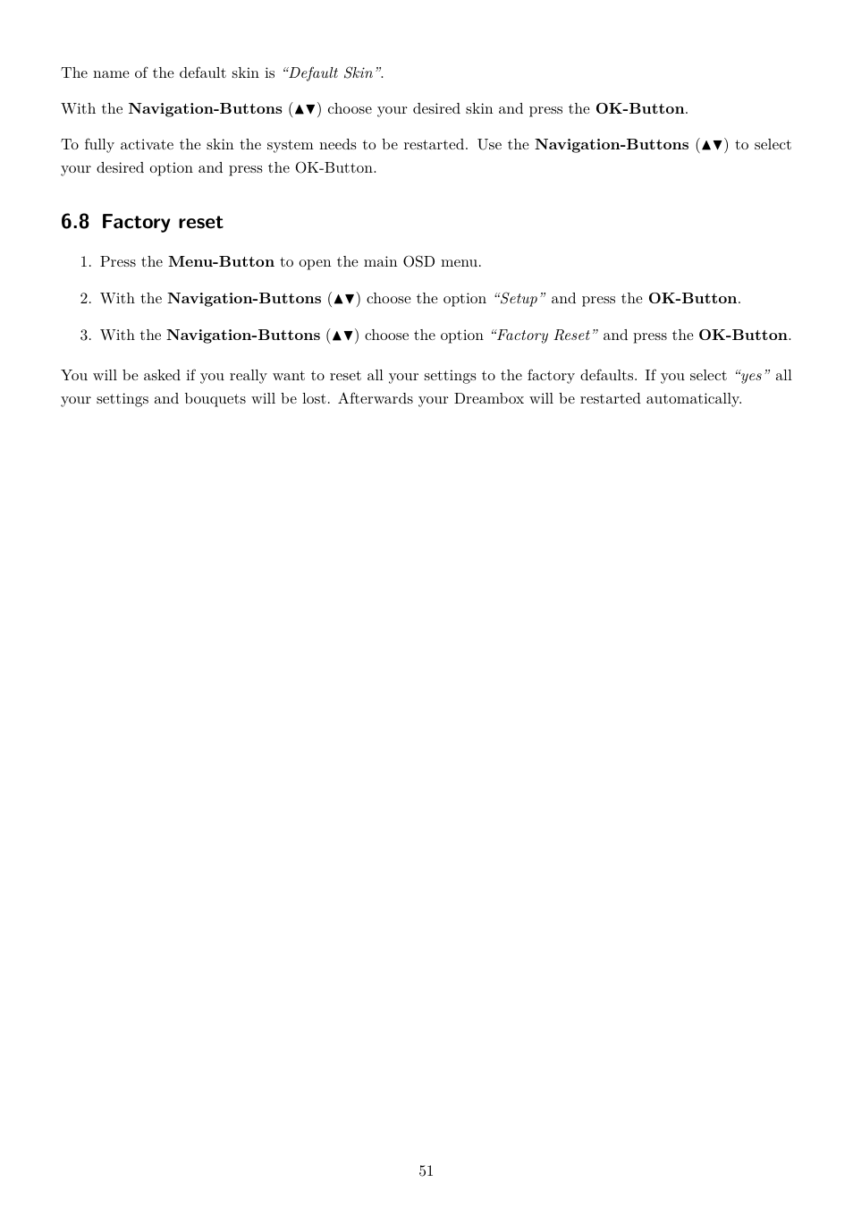 8 factory reset | Dream Property DM800 HD se User Manual | Page 56 / 91