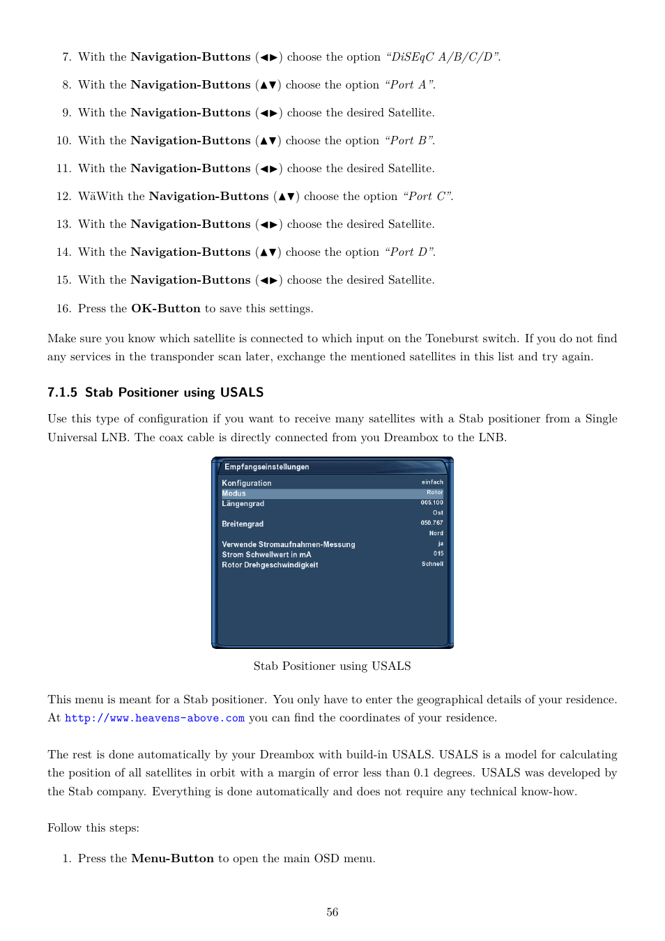 5 stab positioner using usals | Dream Property DM800 HD se User Manual | Page 61 / 91