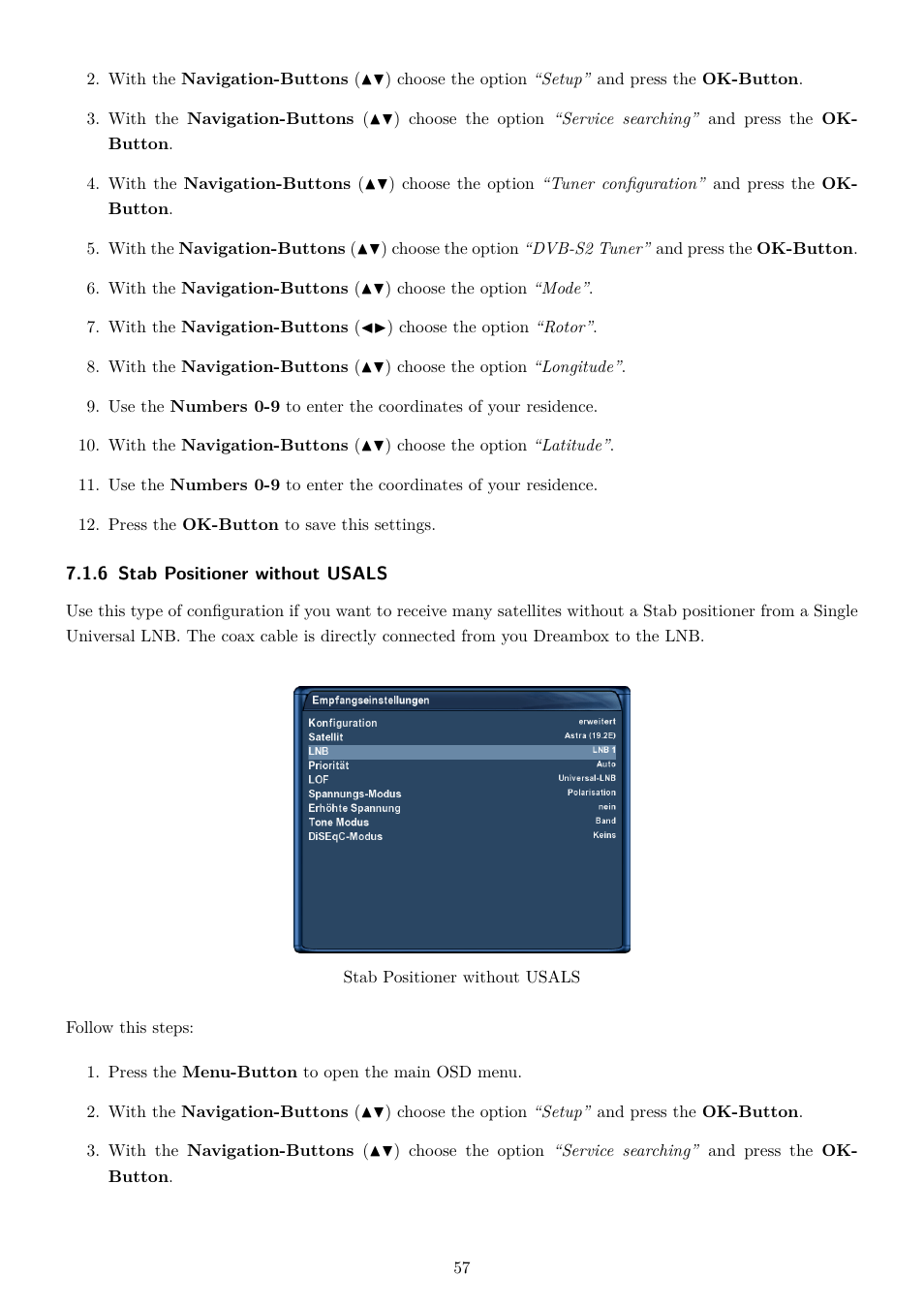 6 stab positioner without usals | Dream Property DM800 HD se User Manual | Page 62 / 91