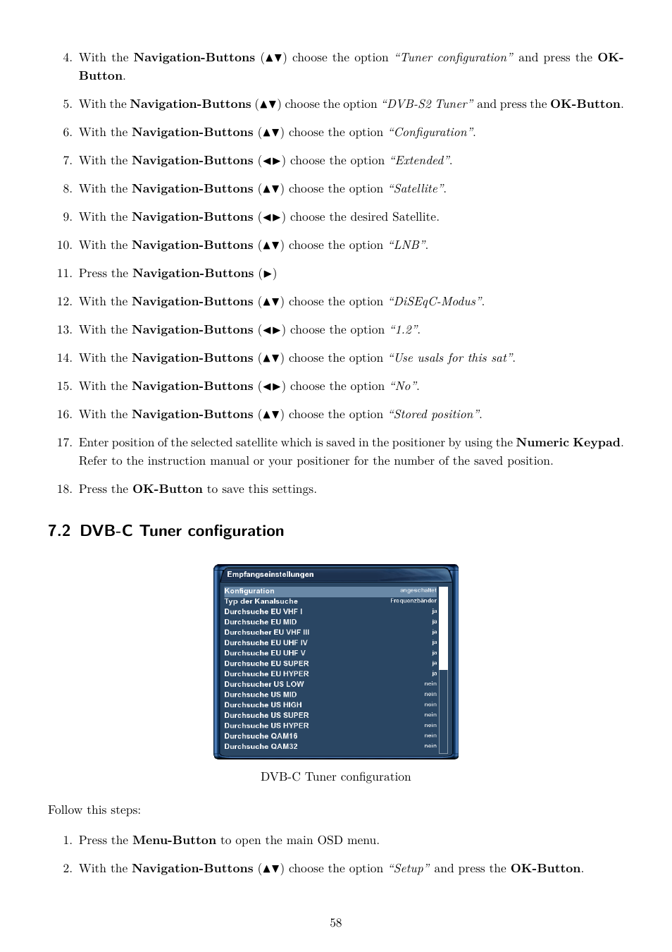 2 dvb-c tuner configuration | Dream Property DM800 HD se User Manual | Page 63 / 91
