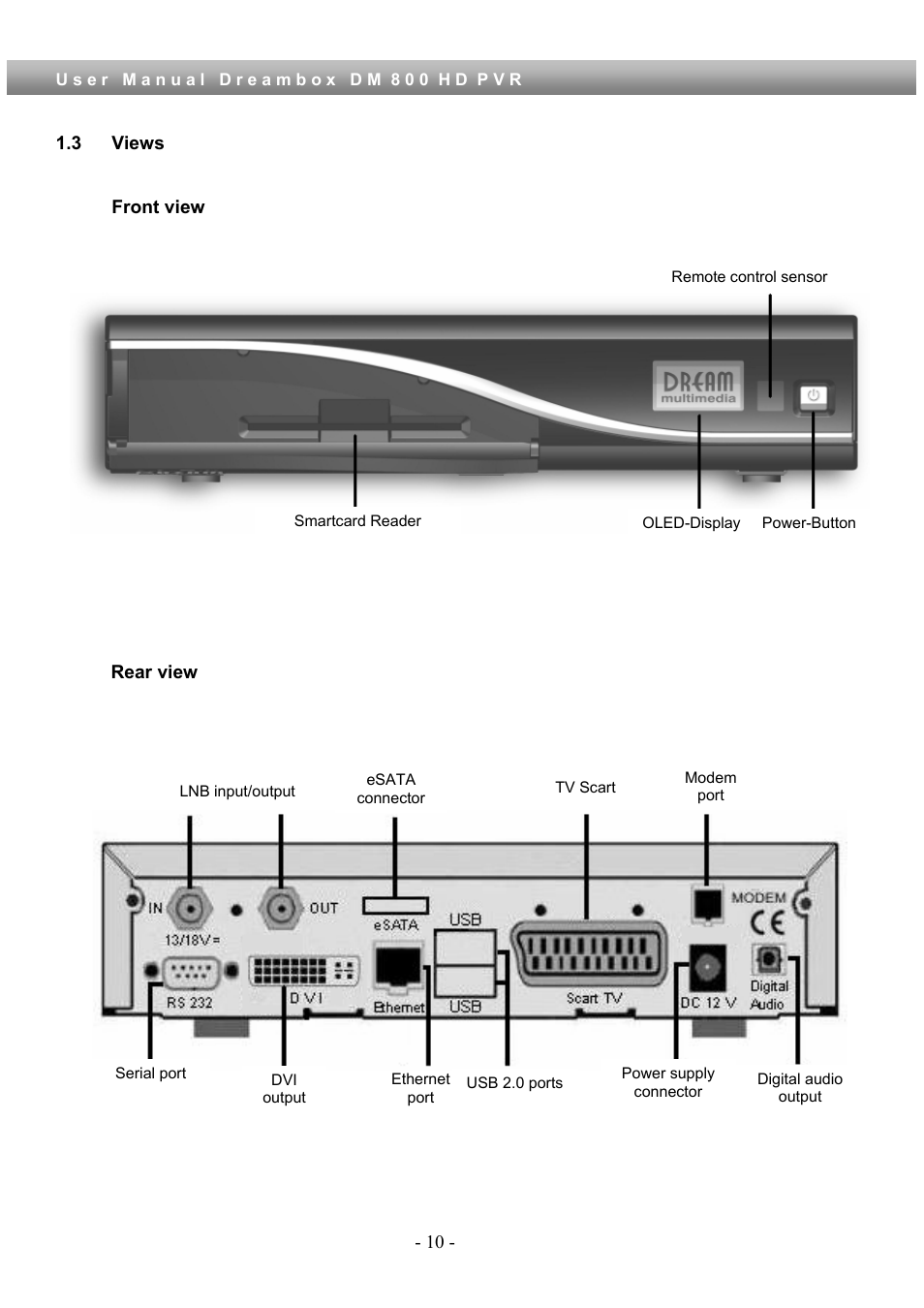 3 views | Dream Property DM800 HD PVR User Manual | Page 10 / 110