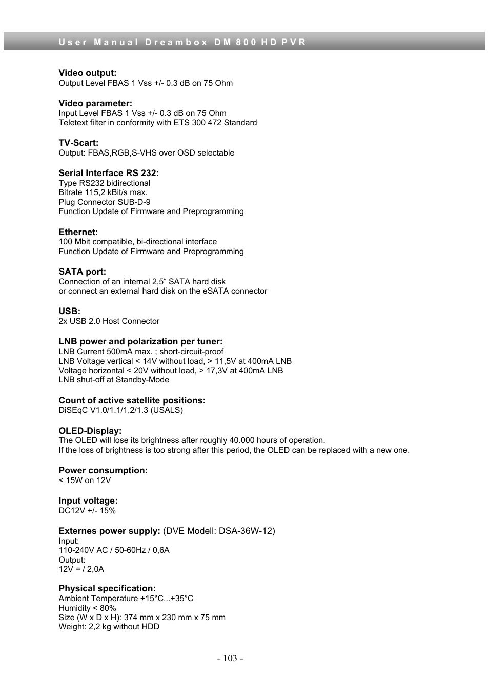 Dream Property DM800 HD PVR User Manual | Page 103 / 110