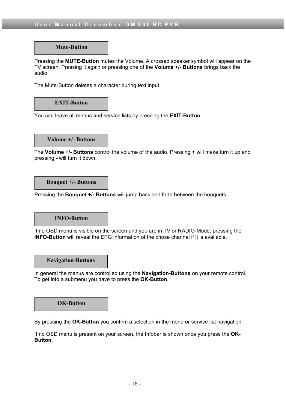 Dream Property DM800 HD PVR User Manual | Page 16 / 110