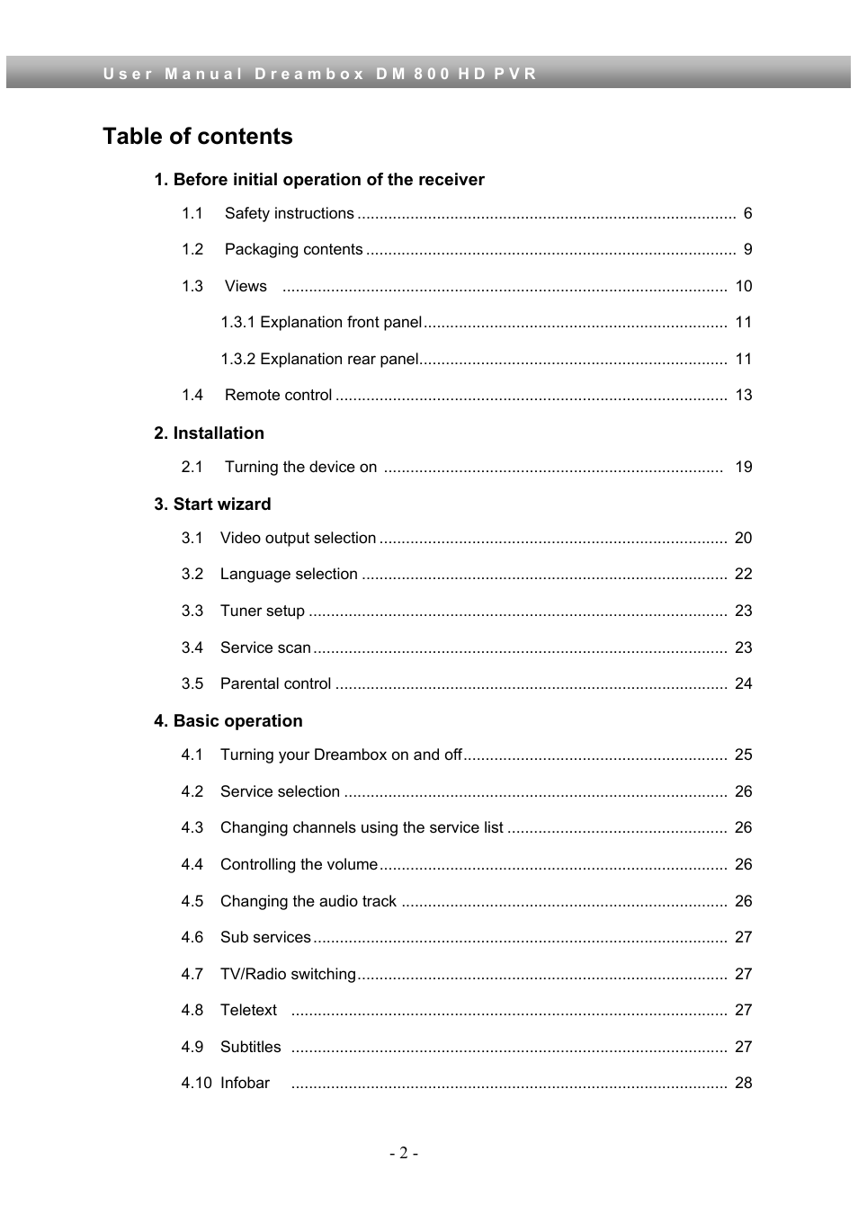 Dream Property DM800 HD PVR User Manual | Page 2 / 110