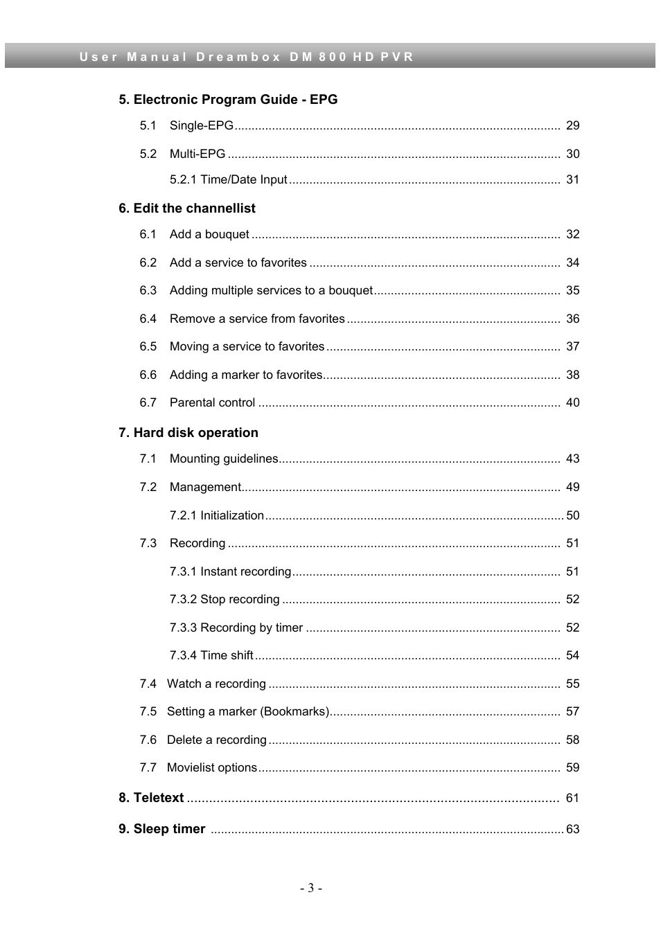 Dream Property DM800 HD PVR User Manual | Page 3 / 110