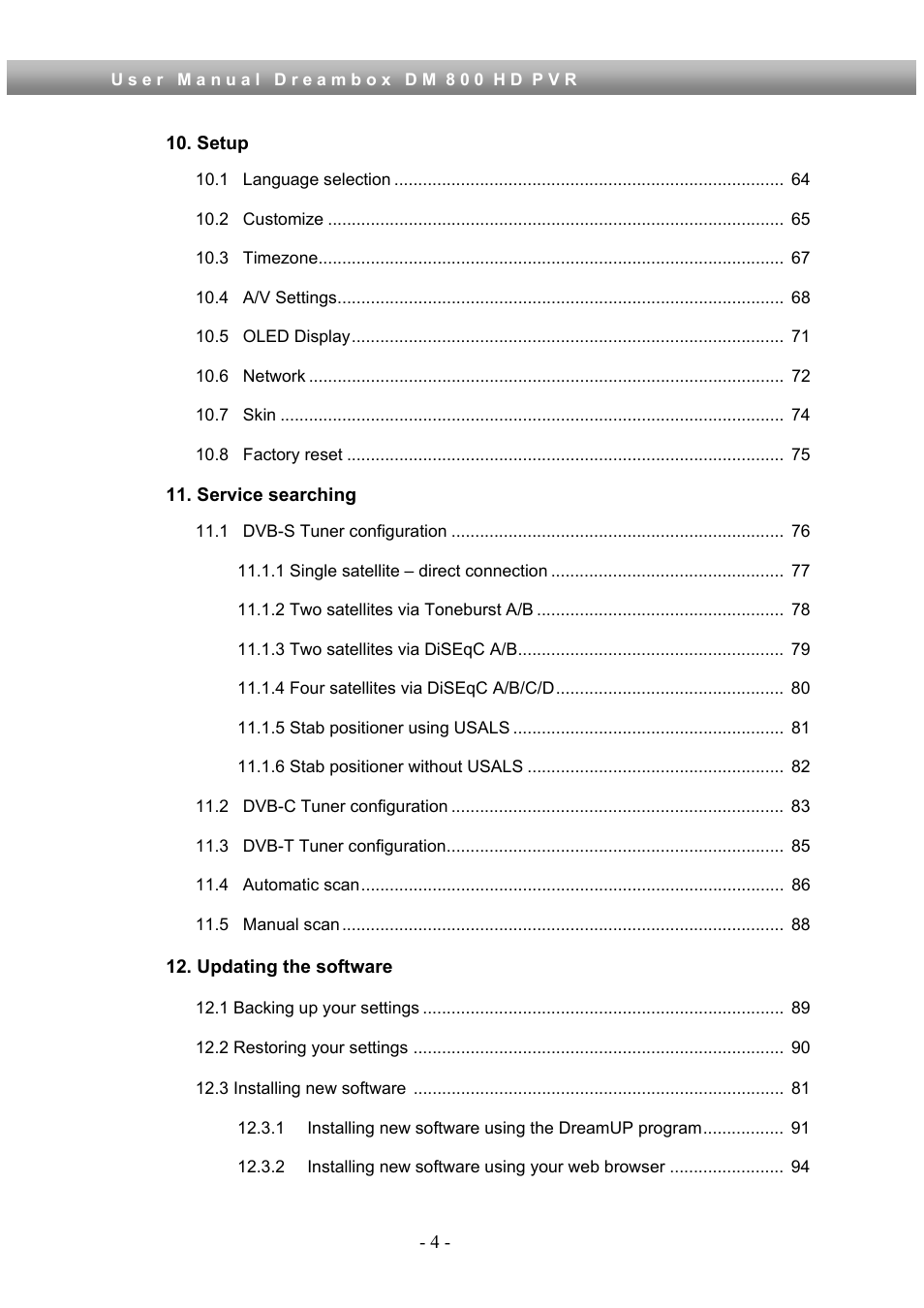 Dream Property DM800 HD PVR User Manual | Page 4 / 110