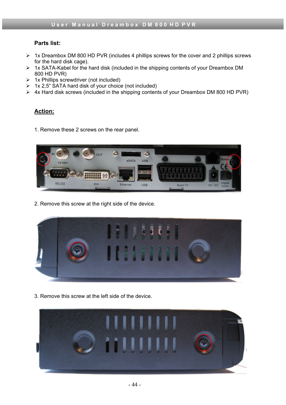 Dream Property DM800 HD PVR User Manual | Page 44 / 110