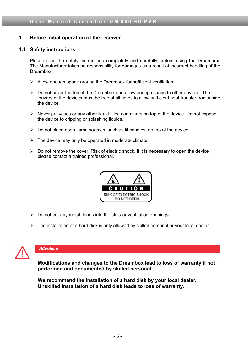 Dream Property DM800 HD PVR User Manual | Page 6 / 110
