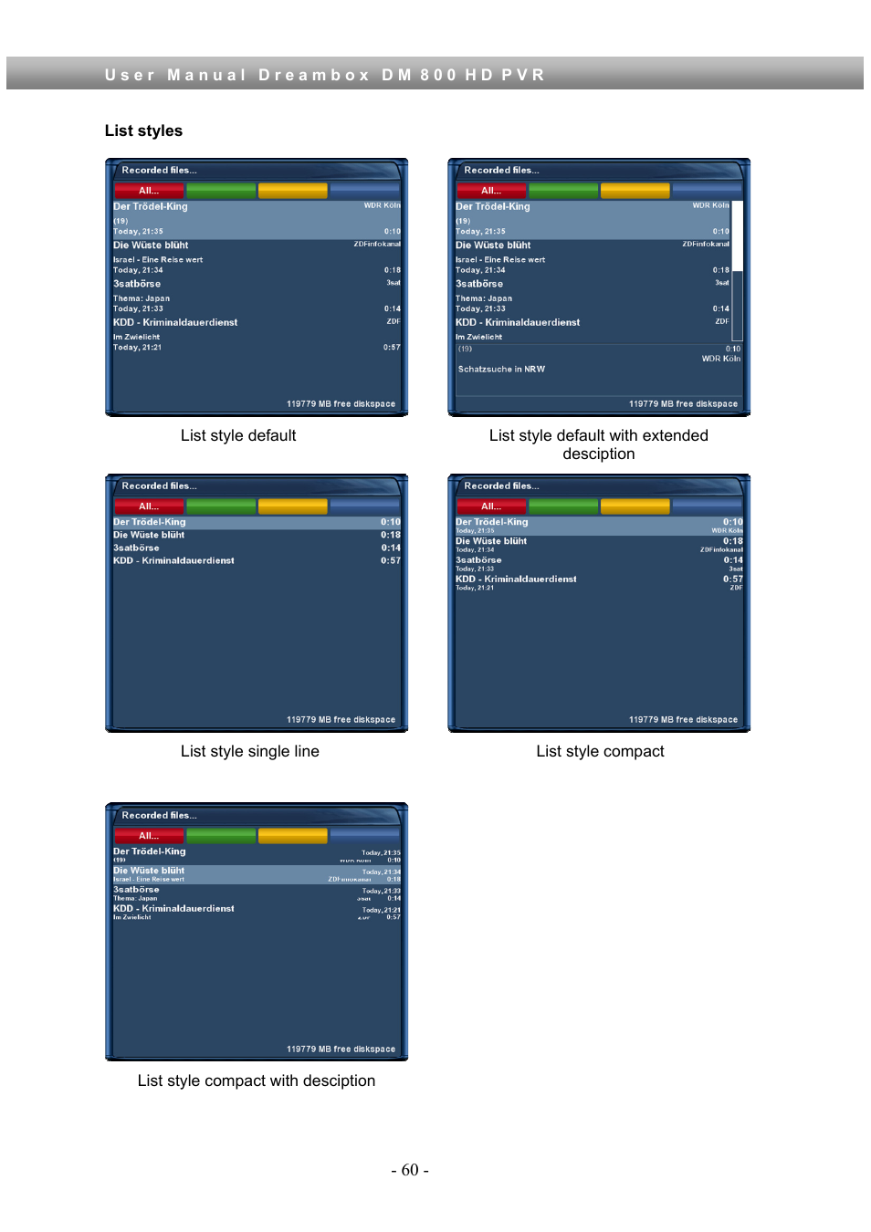 Dream Property DM800 HD PVR User Manual | Page 60 / 110