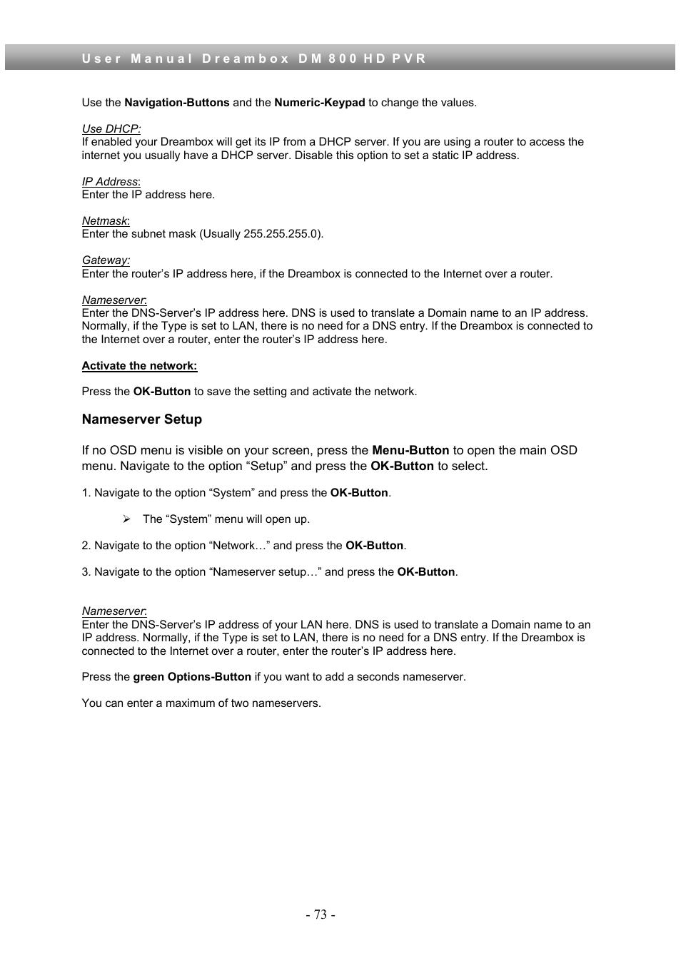 Dream Property DM800 HD PVR User Manual | Page 73 / 110