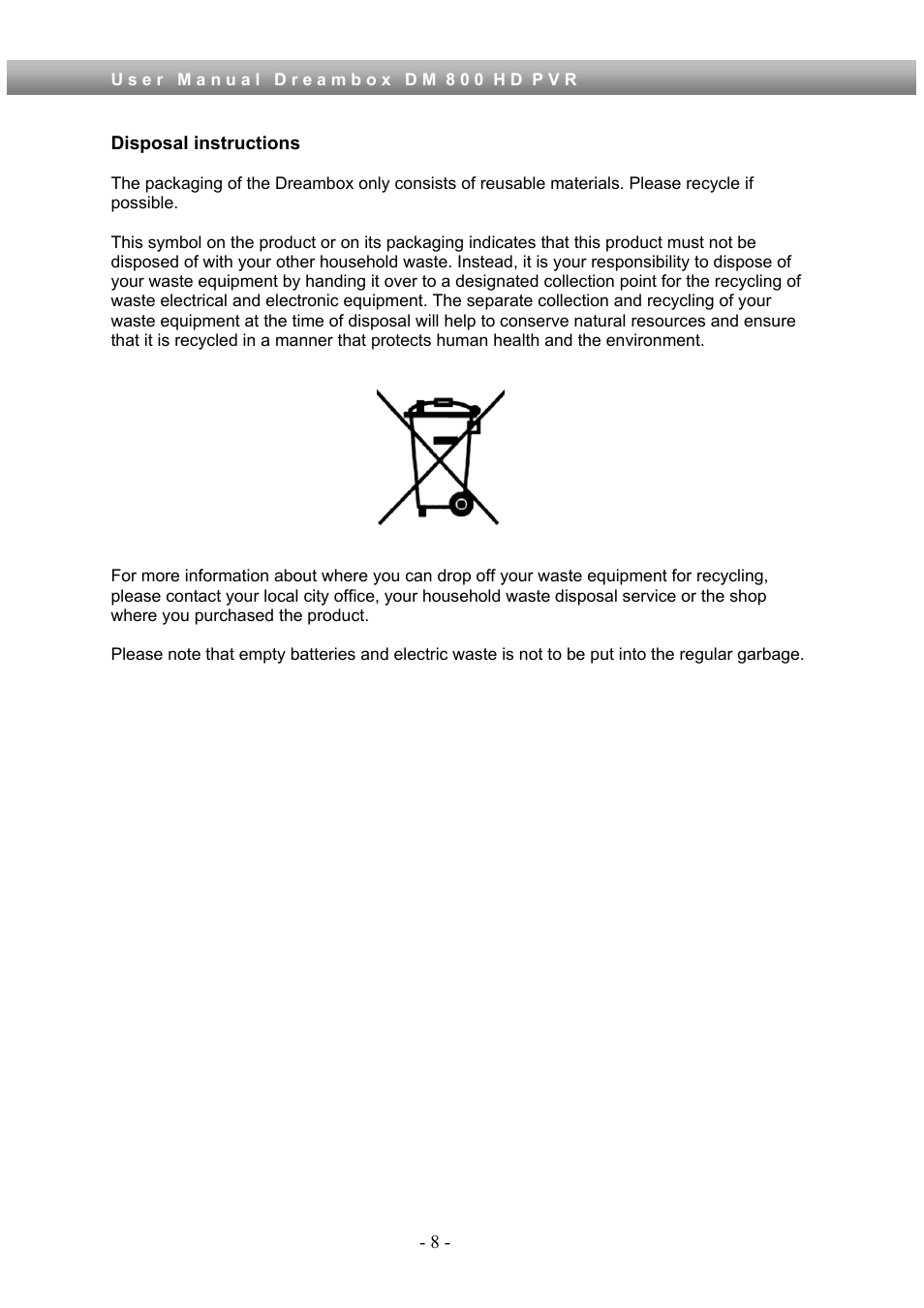 Dream Property DM800 HD PVR User Manual | Page 8 / 110
