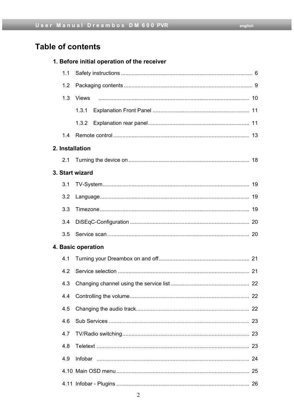 Dream Property DM600 PVR User Manual | Page 2 / 134