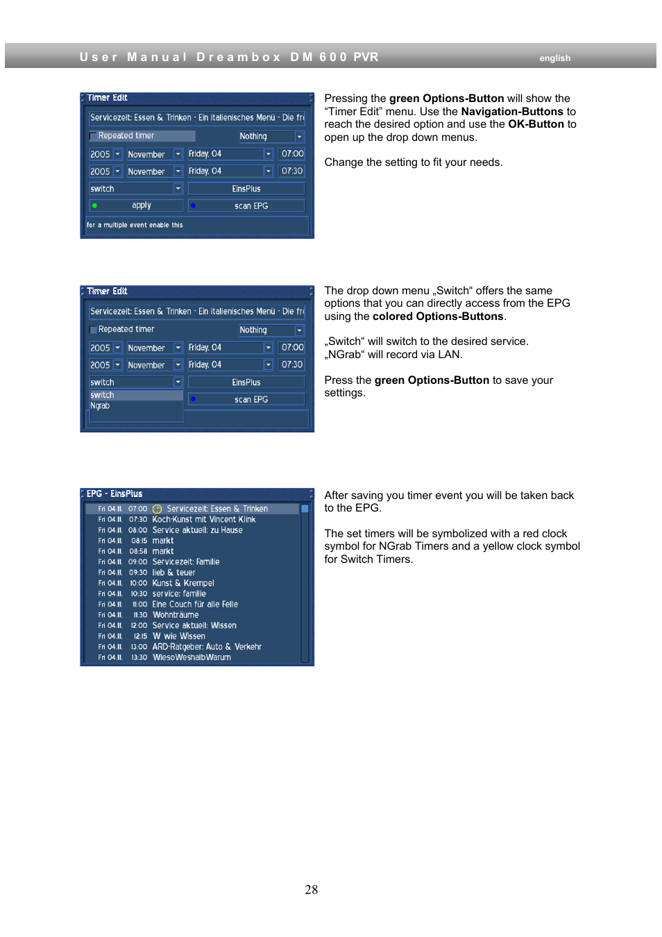 Dream Property DM600 PVR User Manual | Page 28 / 134