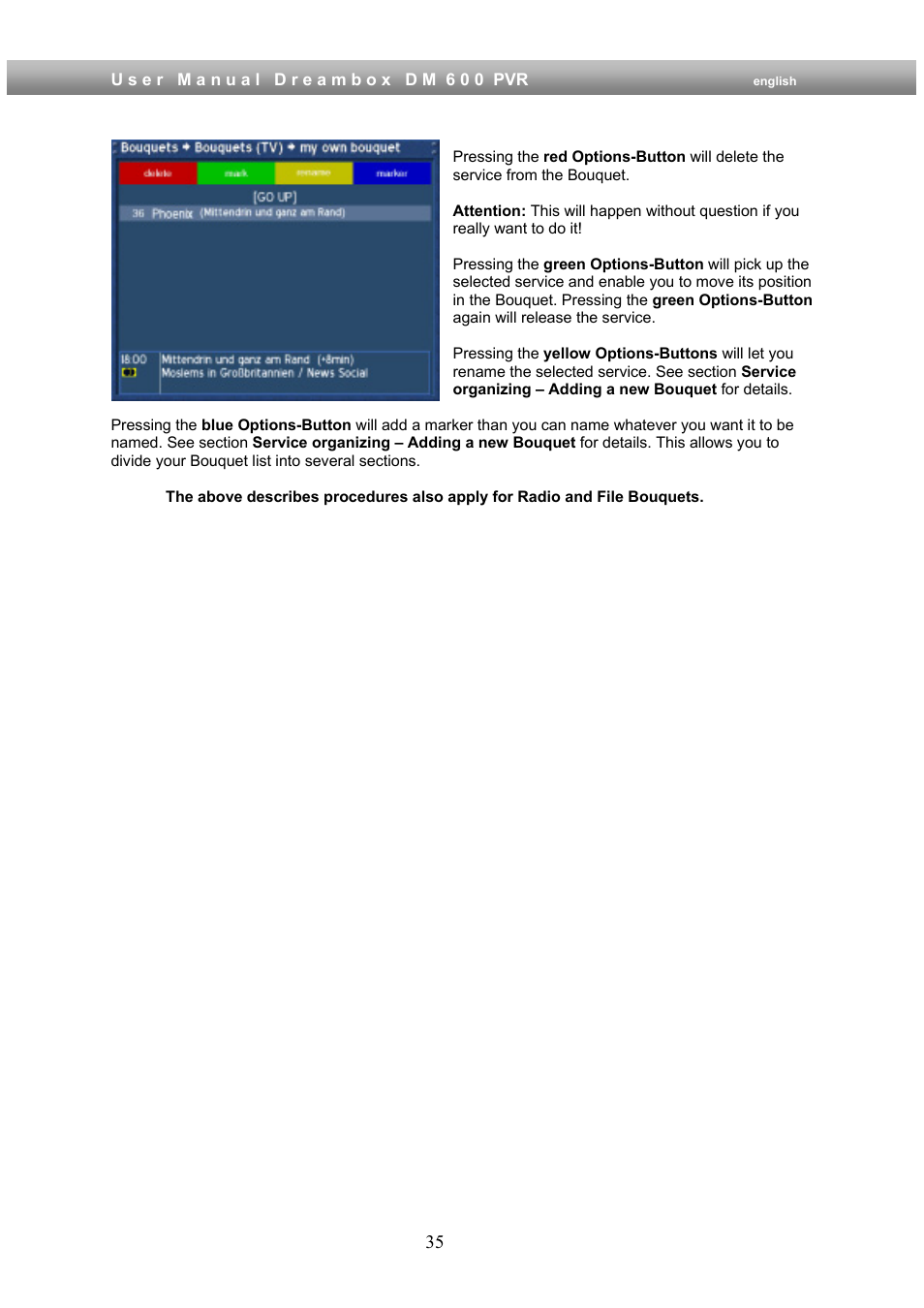Dream Property DM600 PVR User Manual | Page 35 / 134