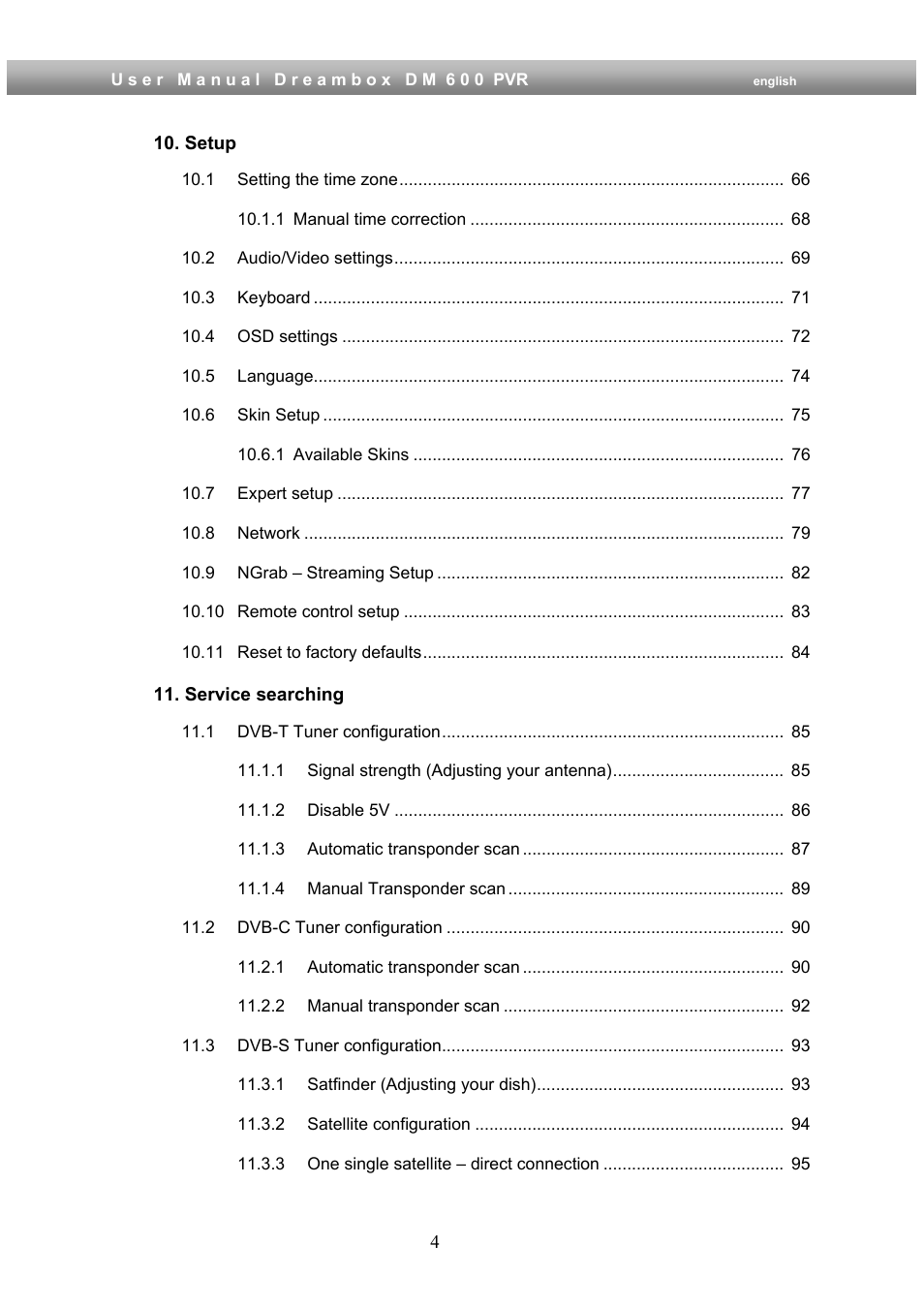 Dream Property DM600 PVR User Manual | Page 4 / 134