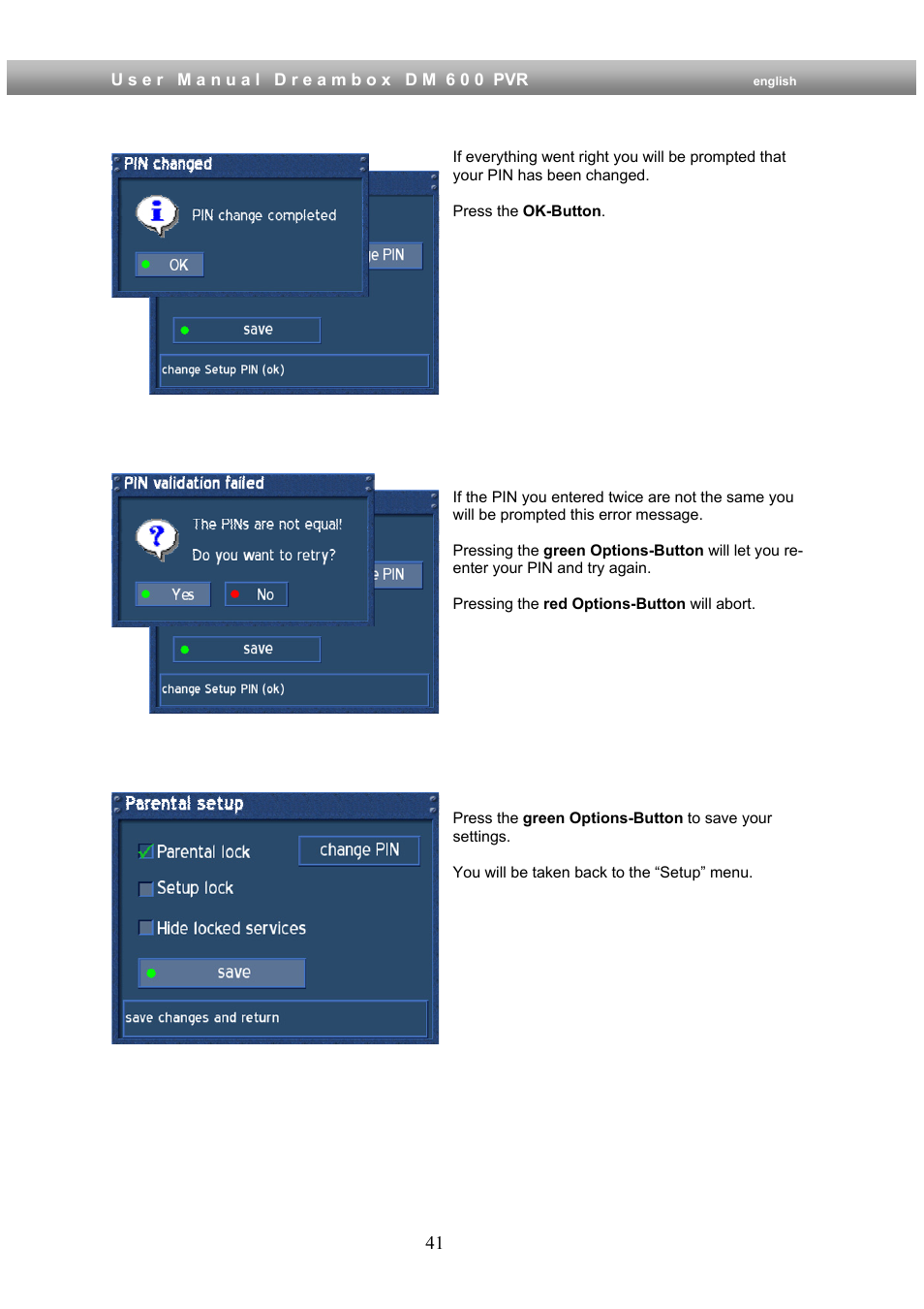 Dream Property DM600 PVR User Manual | Page 41 / 134