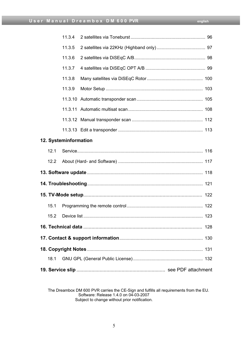 Dream Property DM600 PVR User Manual | Page 5 / 134