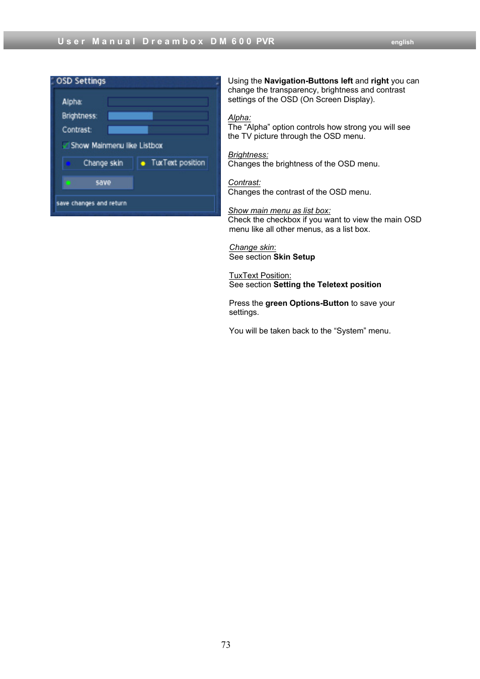 Dream Property DM600 PVR User Manual | Page 73 / 134