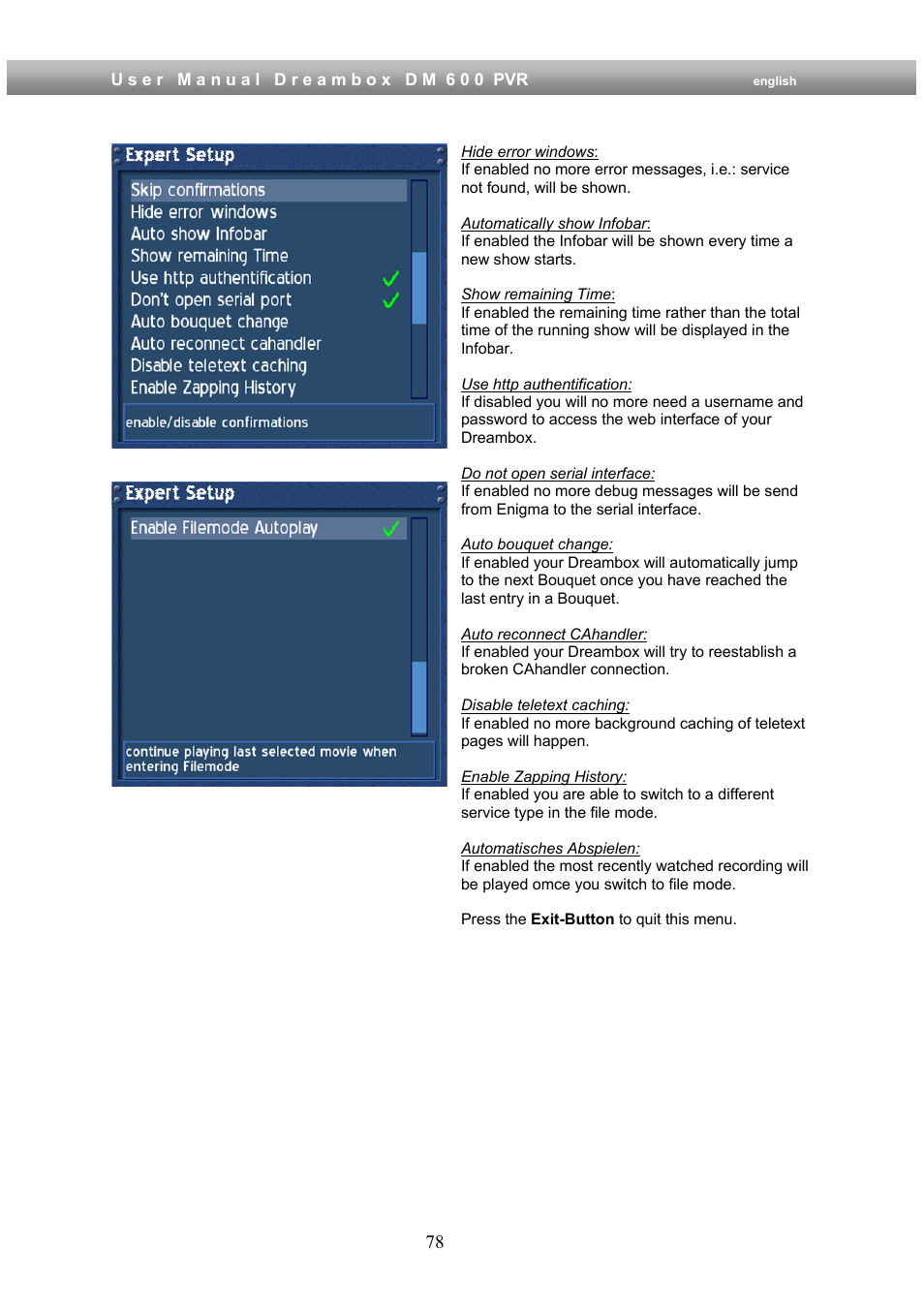 Dream Property DM600 PVR User Manual | Page 78 / 134