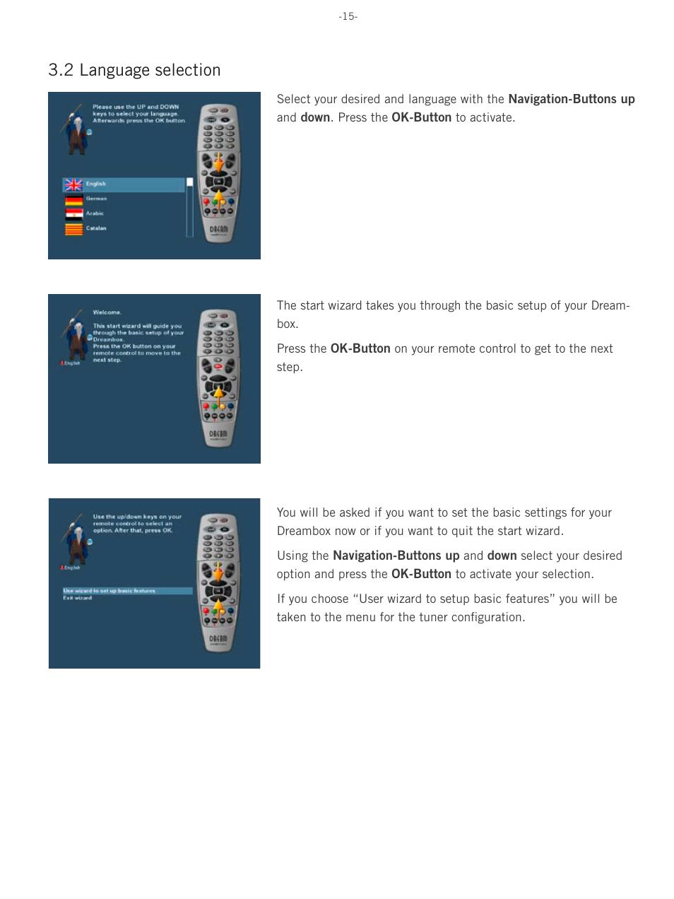 2 language selection | Dream Property DM500 HD User Manual | Page 15 / 71