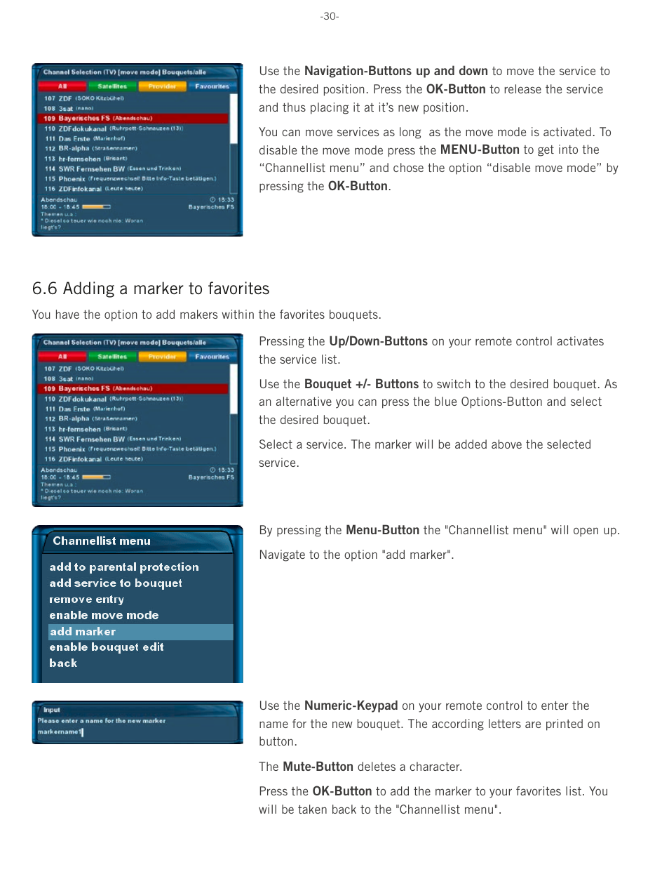 6 adding a marker to favorites | Dream Property DM500 HD User Manual | Page 30 / 71