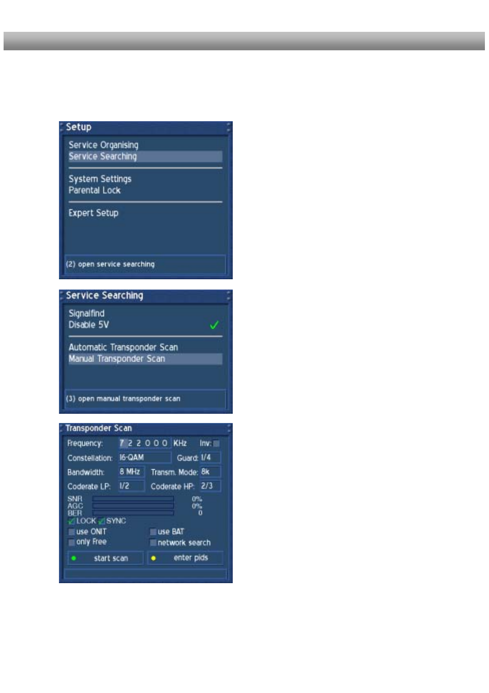 Manual transponder scan (dm 500-t) | Dream Property DM500 + User Manual | Page 31 / 103