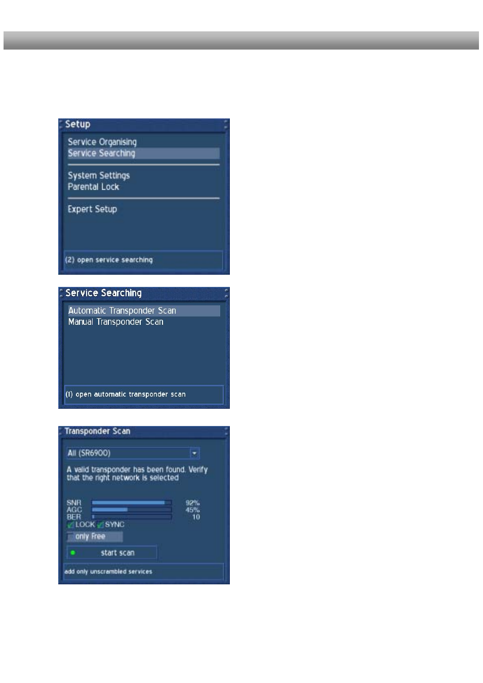 Automatic transponder scan (dm 500-c) | Dream Property DM500 + User Manual | Page 32 / 103