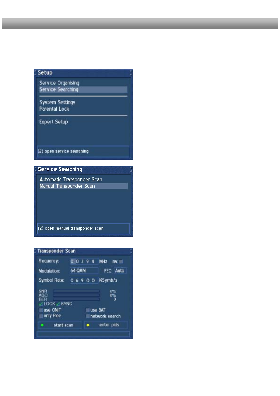 Manual transponder scan (dm 500-c) | Dream Property DM500 + User Manual | Page 34 / 103
