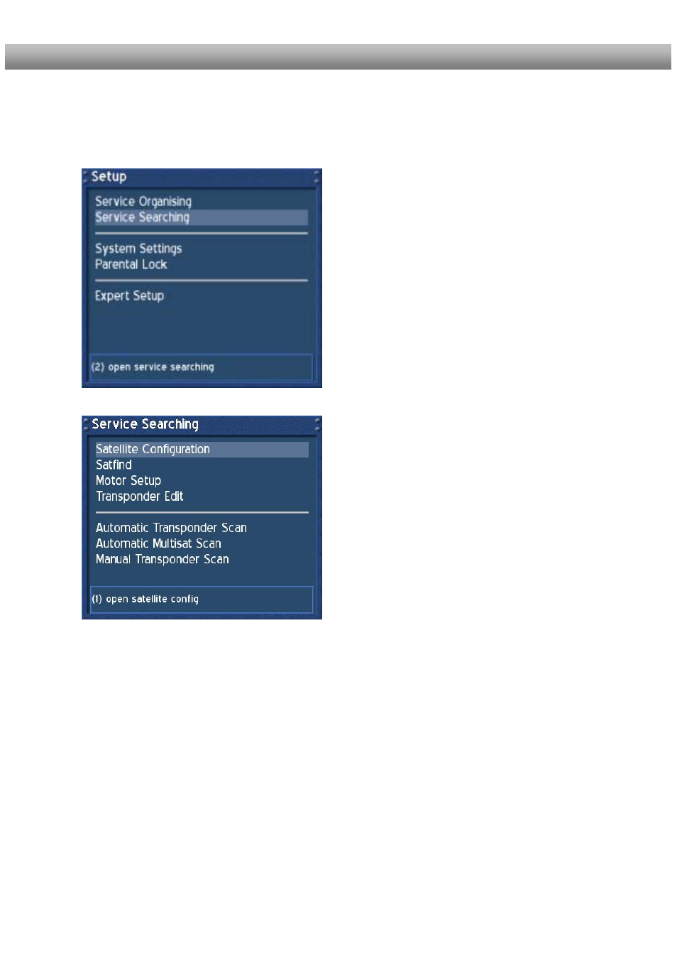 Satellite configuration | Dream Property DM500 + User Manual | Page 36 / 103