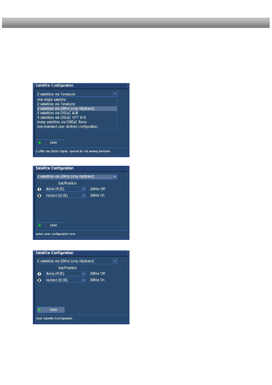 2 satellites via 22khz (highband only) | Dream Property DM500 + User Manual | Page 39 / 103