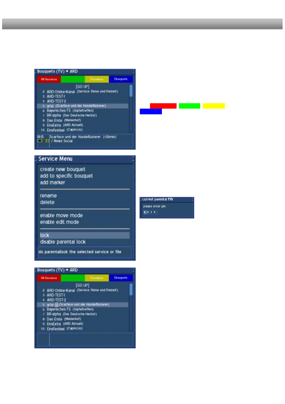 Locking a service | Dream Property DM500 + User Manual | Page 71 / 103