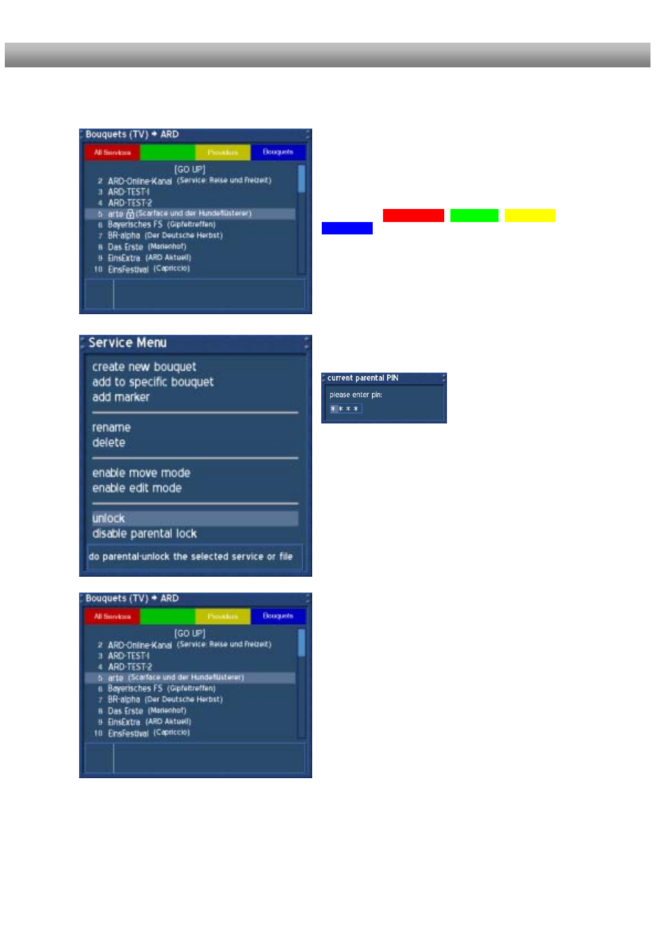 Unlocking a service | Dream Property DM500 + User Manual | Page 72 / 103