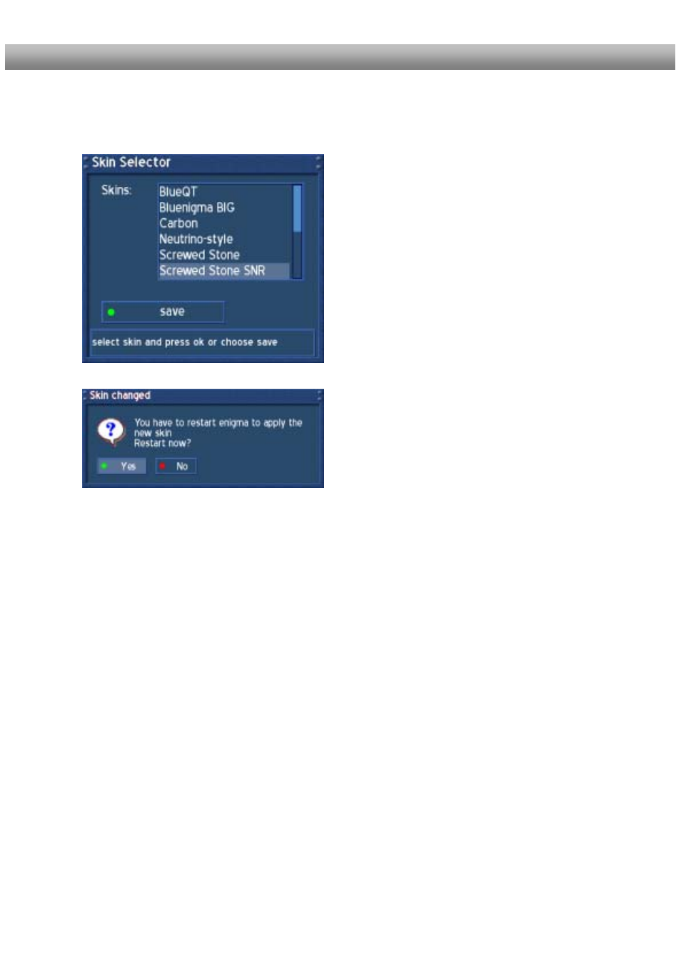 Skin setup | Dream Property DM500 + User Manual | Page 78 / 103