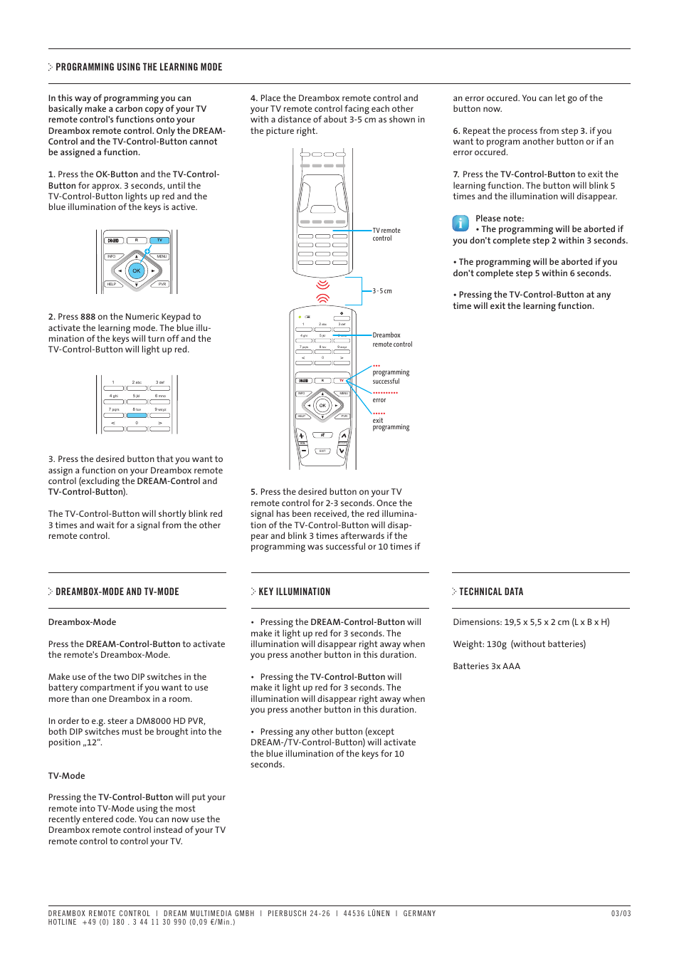 Programming using the learning mode | Dream Property Omikron Plus control DM8000 User Manual | Page 3 / 3