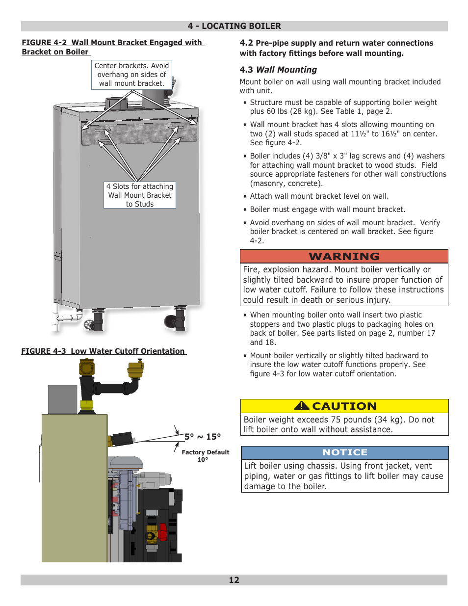Warning, Caution | Dunkirk Helix VLT Vertical Laser Tube, Wall Hung Modulating Condensing Boiler User Manual | Page 12 / 84