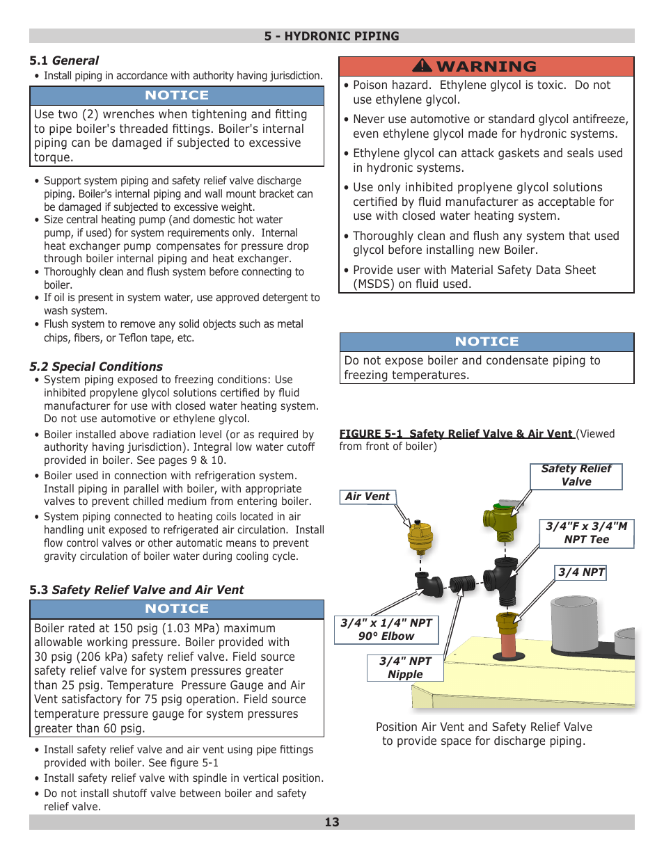 Warning | Dunkirk Helix VLT Vertical Laser Tube, Wall Hung Modulating Condensing Boiler User Manual | Page 13 / 84