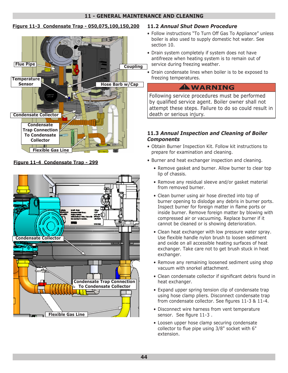 Warning | Dunkirk Helix VLT Vertical Laser Tube, Wall Hung Modulating Condensing Boiler User Manual | Page 44 / 84