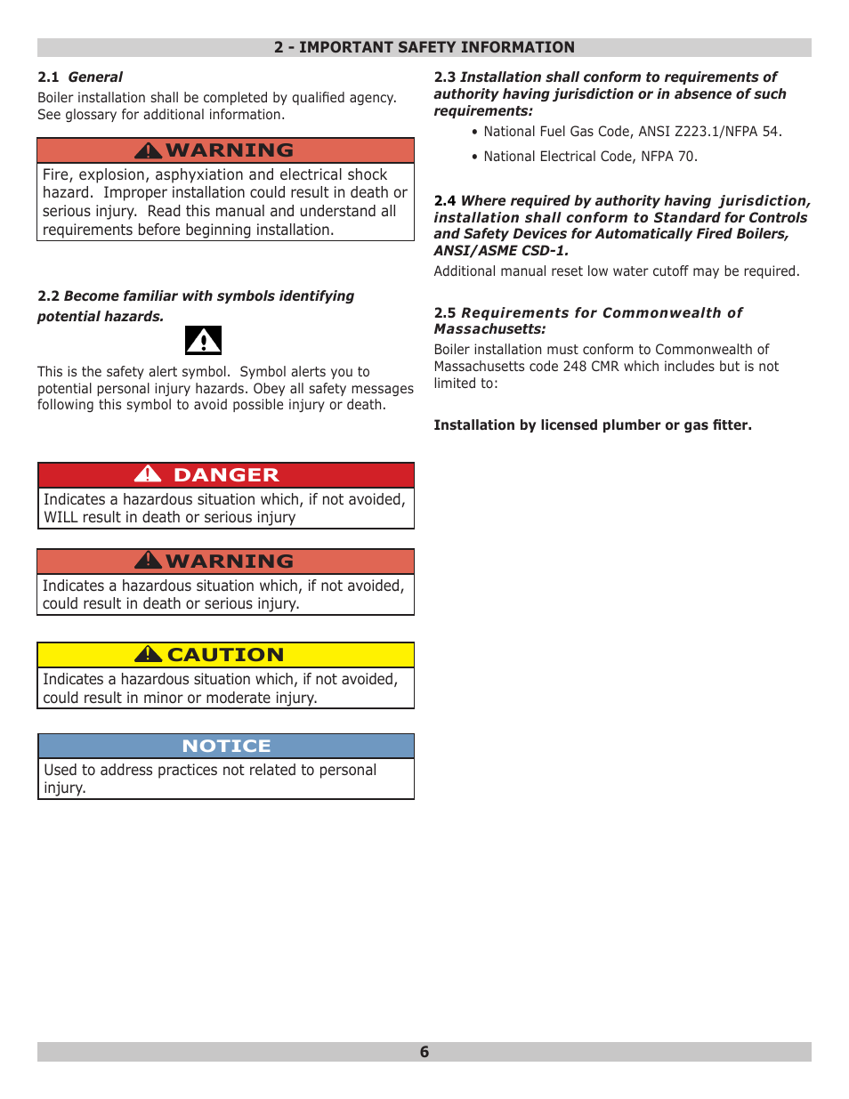 Dunkirk Helix VLT Vertical Laser Tube, Wall Hung Modulating Condensing Boiler User Manual | Page 6 / 84