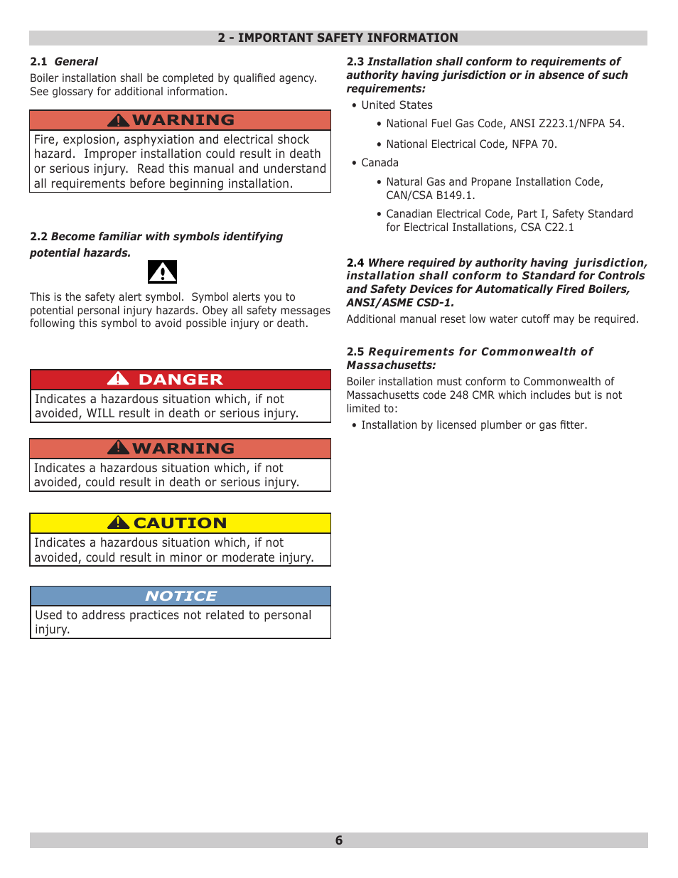 Dunkirk Helix VX Vertical Laser Tube Wall Hung Stainless Steel Modulating Condensing Boiler User Manual | Page 6 / 88