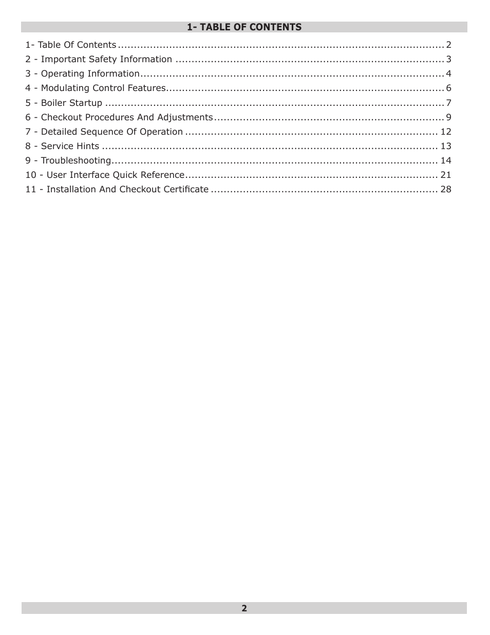 Dunkirk Q95M-200 Modulating Condensing Boiler User Manual | Page 2 / 28