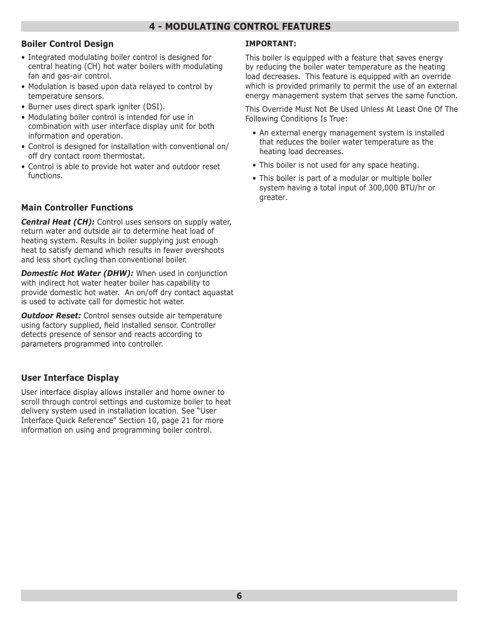 Dunkirk Q95M-200 Modulating Condensing Boiler User Manual | Page 6 / 28